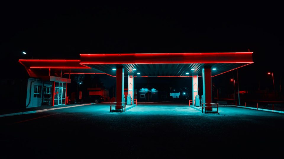 gasoline station during nighttime