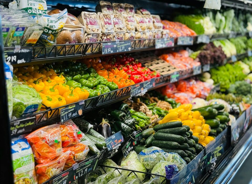 colorful fresh produce display at grocery store