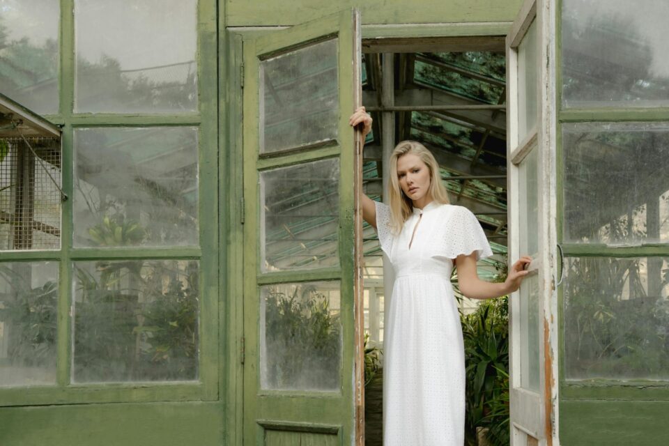 a woman in white dress