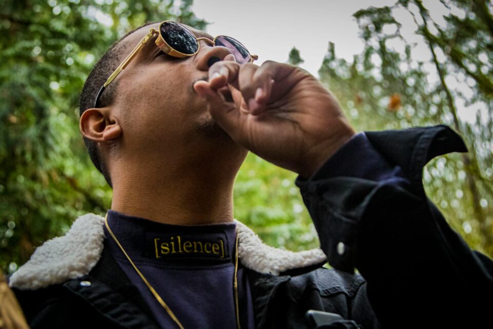 photography of a man wearing steampunk sunglasses