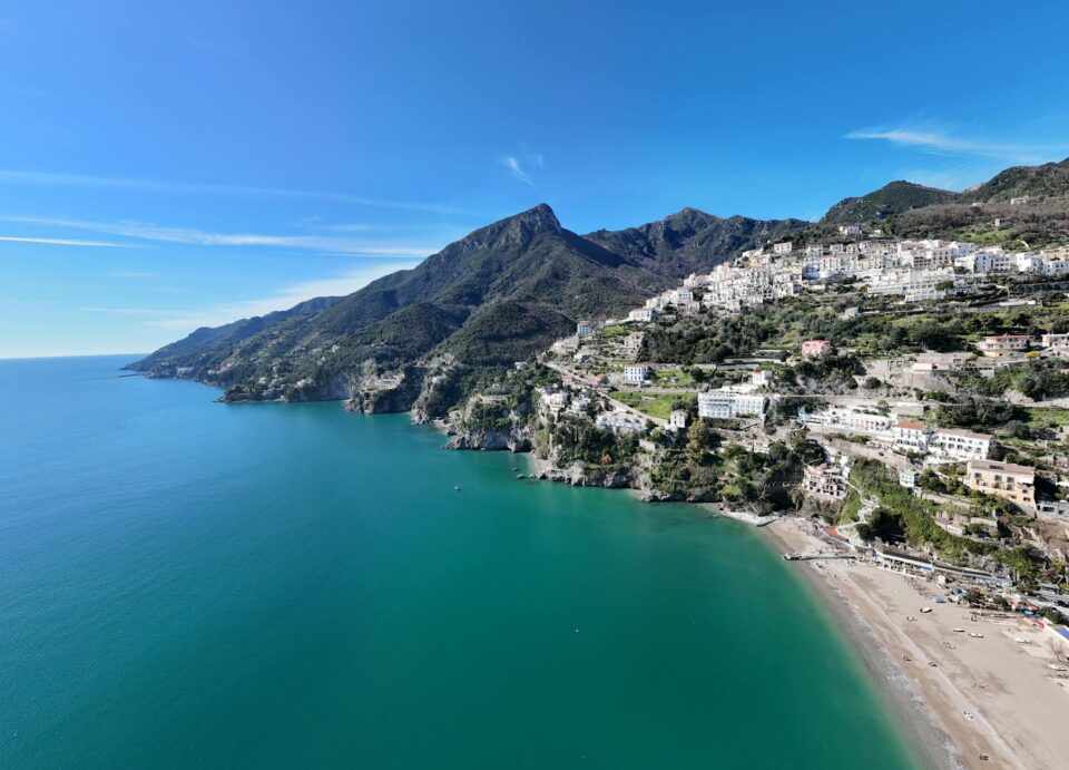 aerial view of amalfi coastline italy